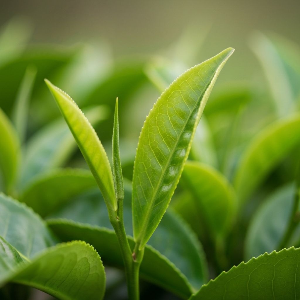 Green tea leaves close-up