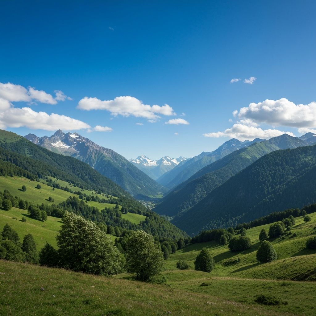 Natural landscape with mountains and greenery